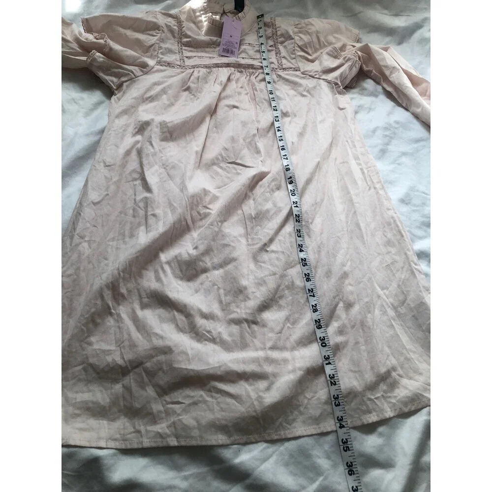 Wild Fable Pink High Neck Poplin Victorian Puff Sleeve Dress Medium - Picture 9 of 9